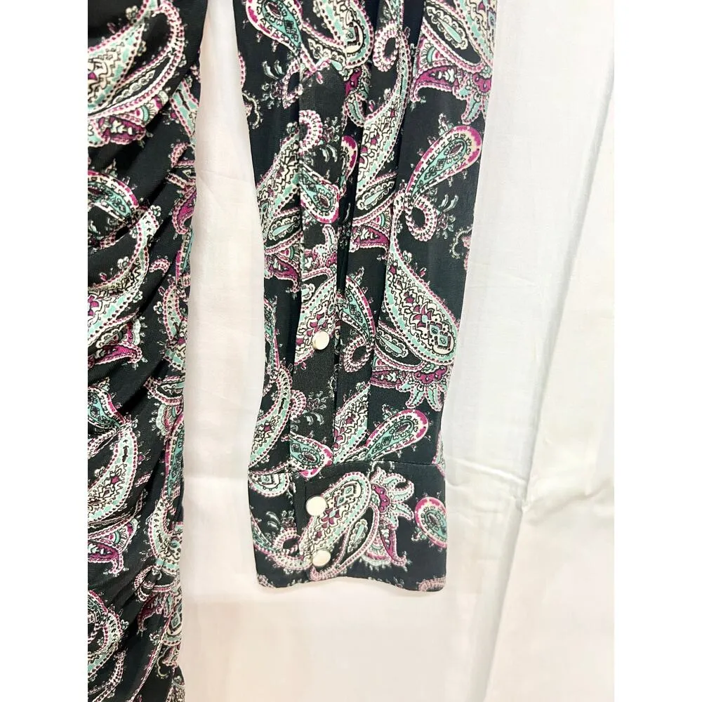 Isabel Marant Linaziki Paisley Ruched Bodycon Mini Dress Black Women's 34 / US 2 - Image 9