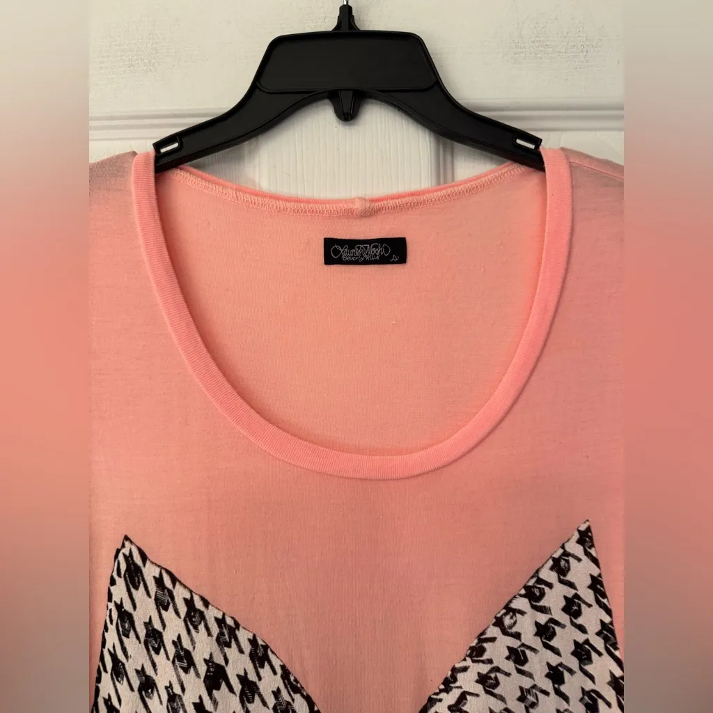 Lauren Moshi Houndstooth Bow Design Women’s Pink Long Sleeve Dress Size Small - Image 7