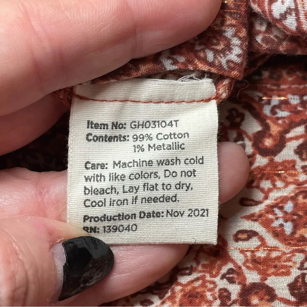 Good Hart By Matilda Jane The Style Charm Blouse Flutter Sleeves Medallion LG Brown - Image 9