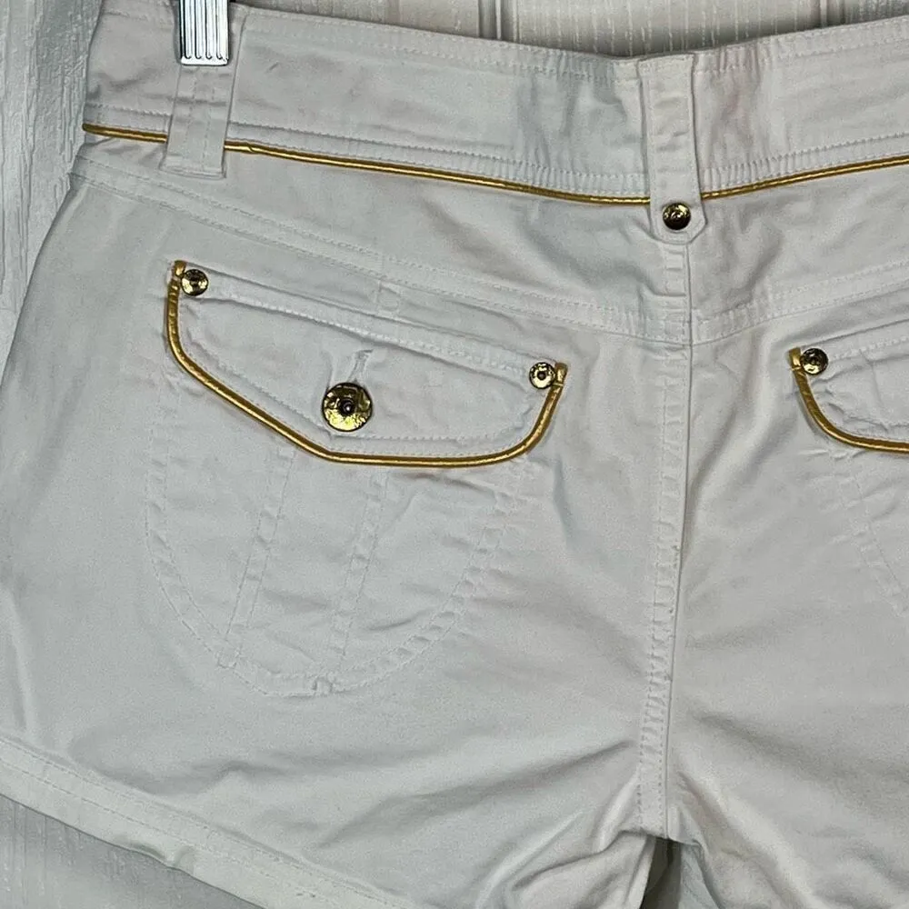 Southpole Jeans Sz 7 White With Gold Logo Shorts Y2K Juniors - Image 11