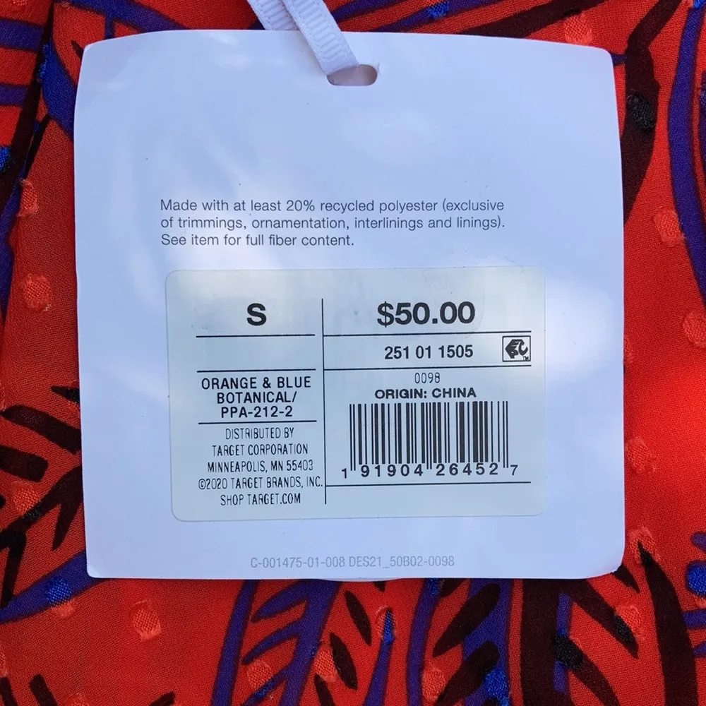 Alexis For Target Dress Small Tropical Leaf Tie Strap Asymmetrical Orange NWT - Image 5