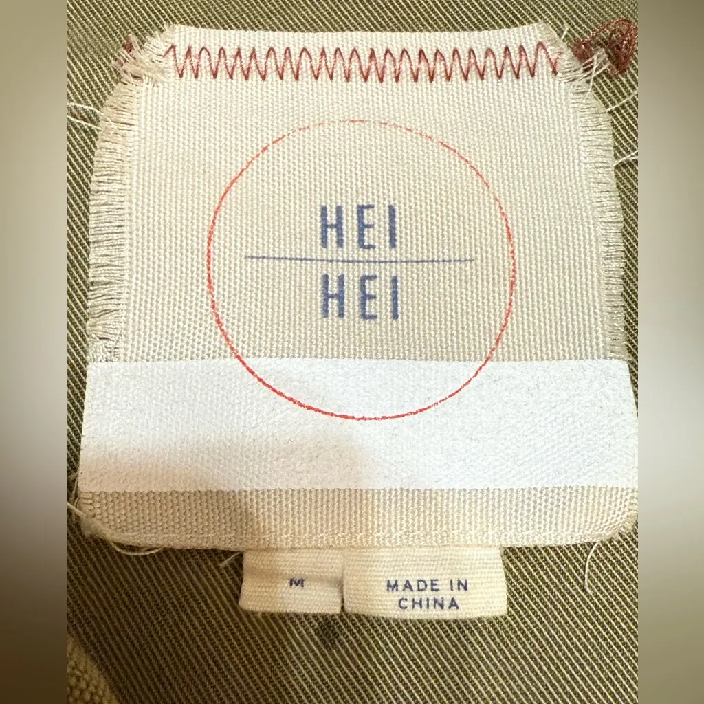 Anthropologie Hei Hei Olive Army Green Marais Utility Jacket Eyelet Pocket Sz M - Image 5
