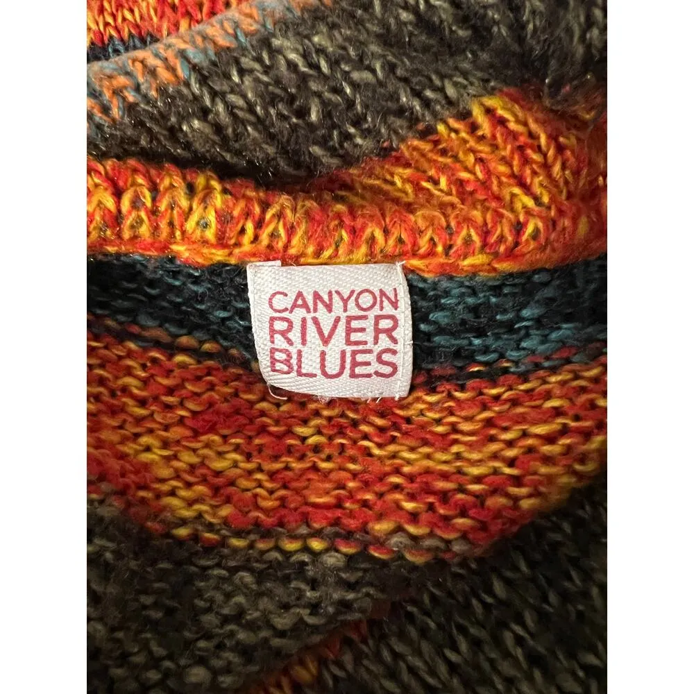 Canyon river blues multicolor striped cowl neck sweater Y2K boho turtleneck - Image 7