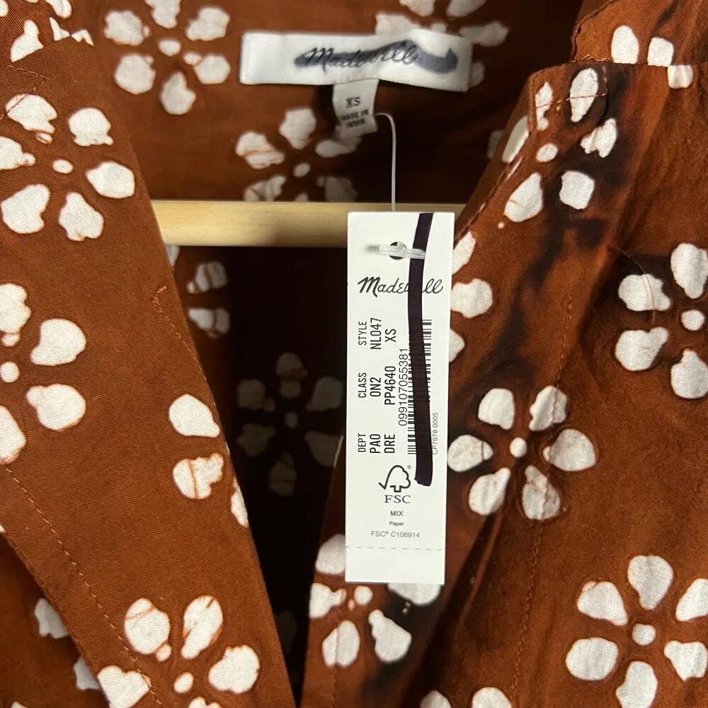 Madewell Brown White Cotton Lightweight Button-Up Camp Shirt Size XS - Image 13