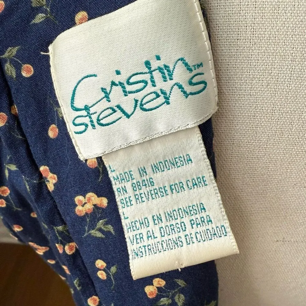 Vintage 90s Cristin Steven’s Calico Lace Front Prairie Dress L Blue Size L - Image 8