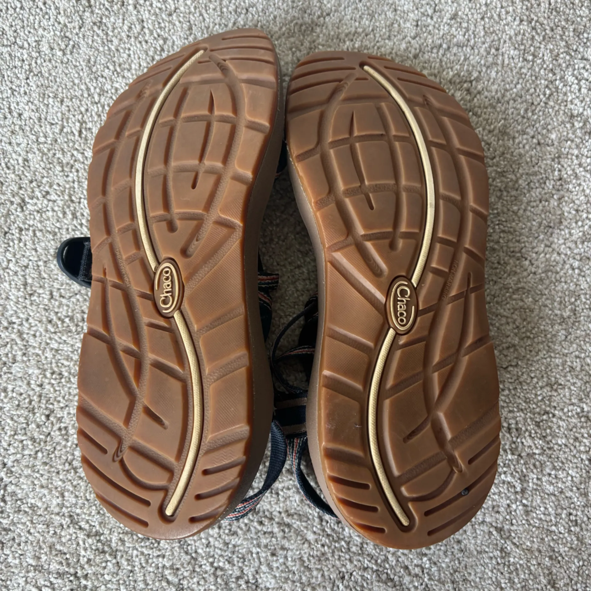 Chacos Chaco ZCloud X2 Double Strap Toe Loop Multicolor Sport Sandals Tan Blue Water - Image 9