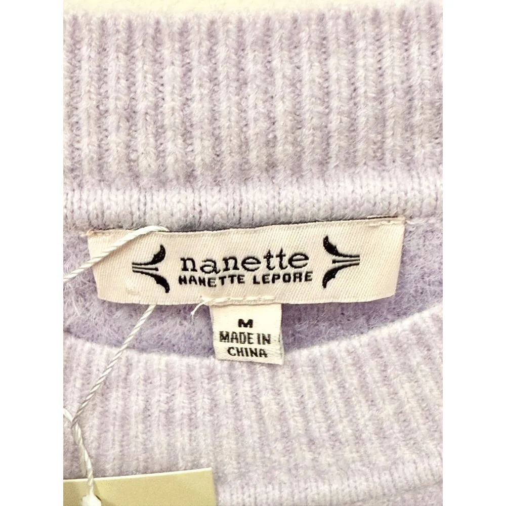 Nanette Lepore Pearl Floral Long Sleeve Pullover Sweater Lilac Women's Size M Purple Size M - Image 4