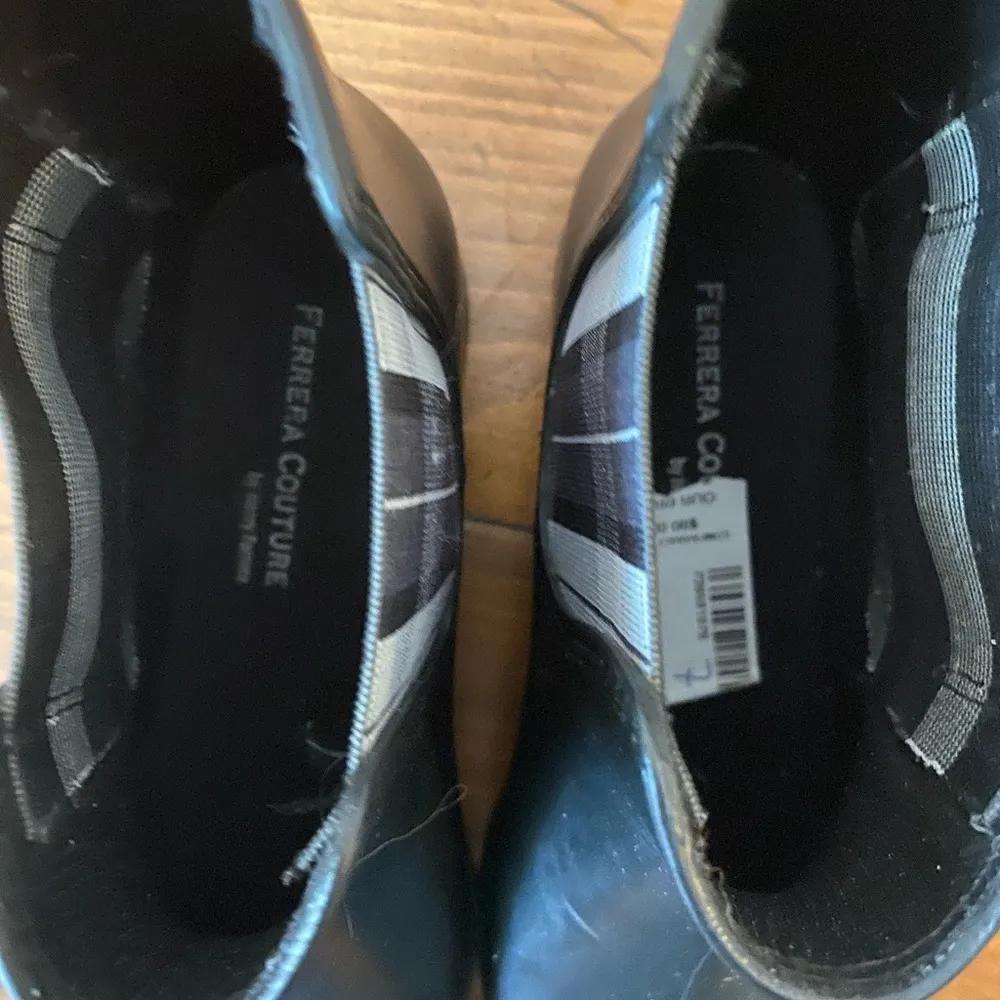 Fererra Couture Women’s Black Boots W Plaid Accent Sz7 Size 7 - Image 3