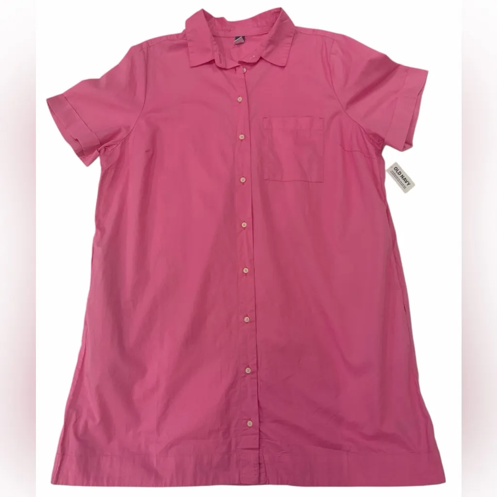 NWT Old Navy Neon Pink Button-front Shirt Dress Size XL Beach Cruise Vacation - Image 3