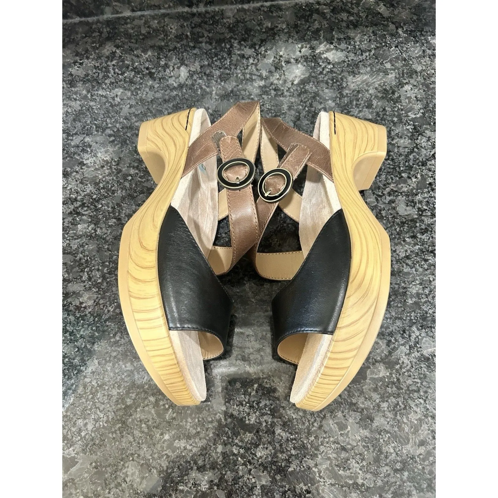 Dansko Womens Majory Sandals  Size EU 37 US 6.5 Black And Brown Open Toe Comfort - Image 3