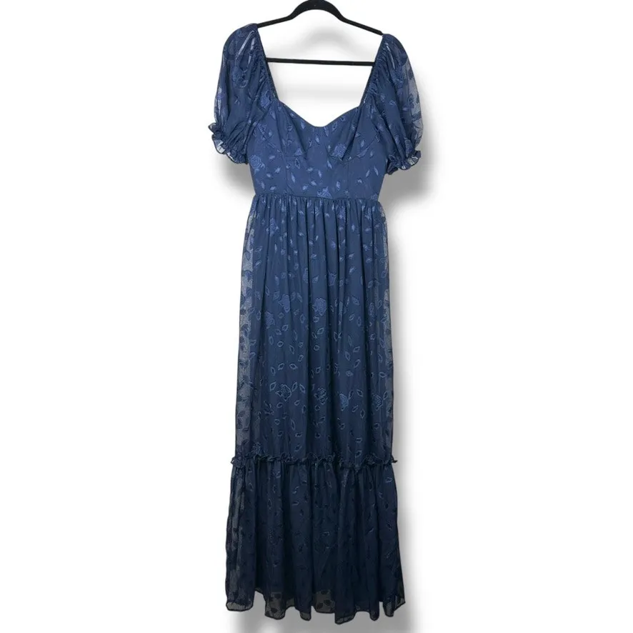 Lulus NWOT Phenomenal Sweetness Navy Floral Burnout Bustier Maxi Dress Small - Image 2