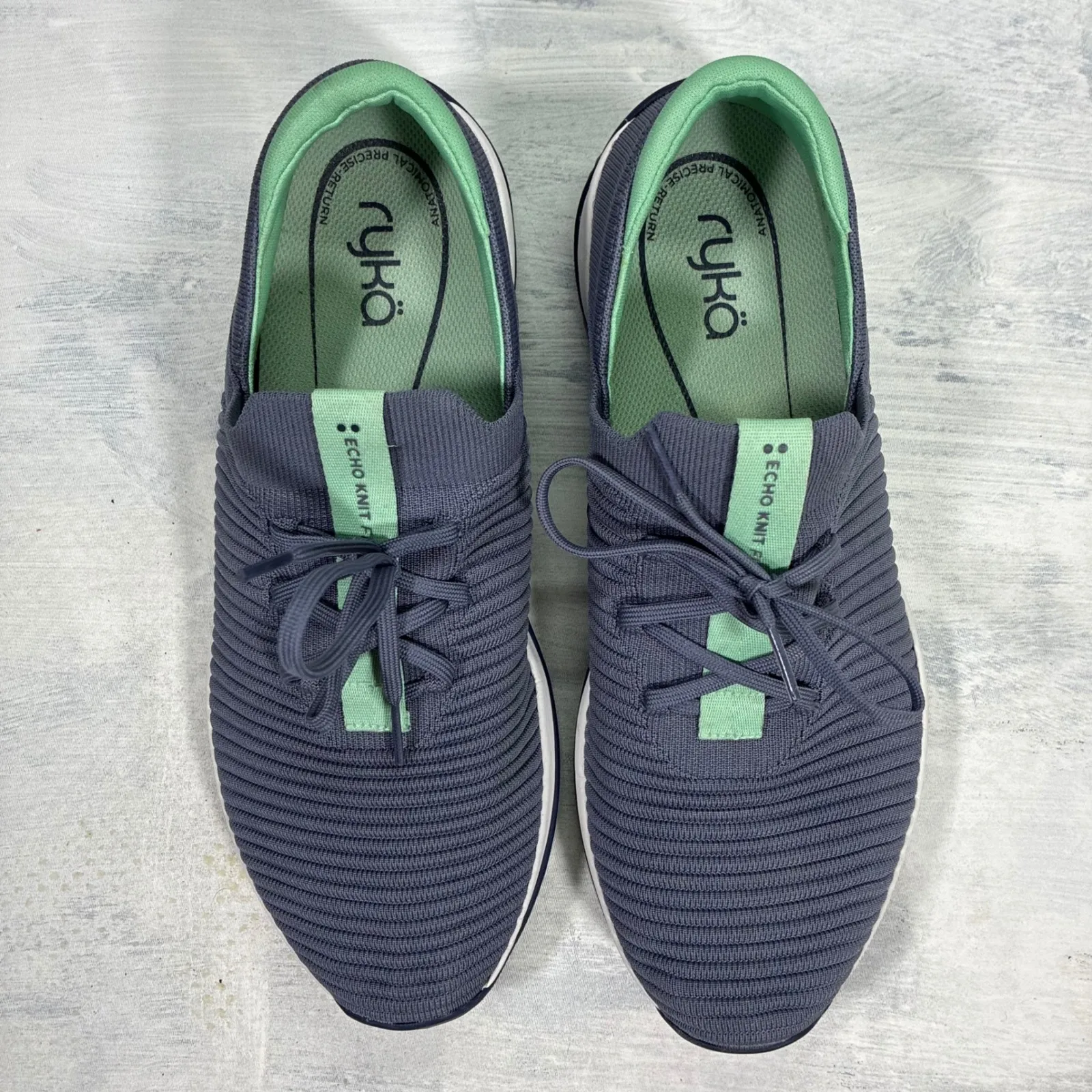 Ryka Echo Knit Fit Women's 11 Athletic Shoes Navy Green Slip On Comfort Sneakers - Image 2