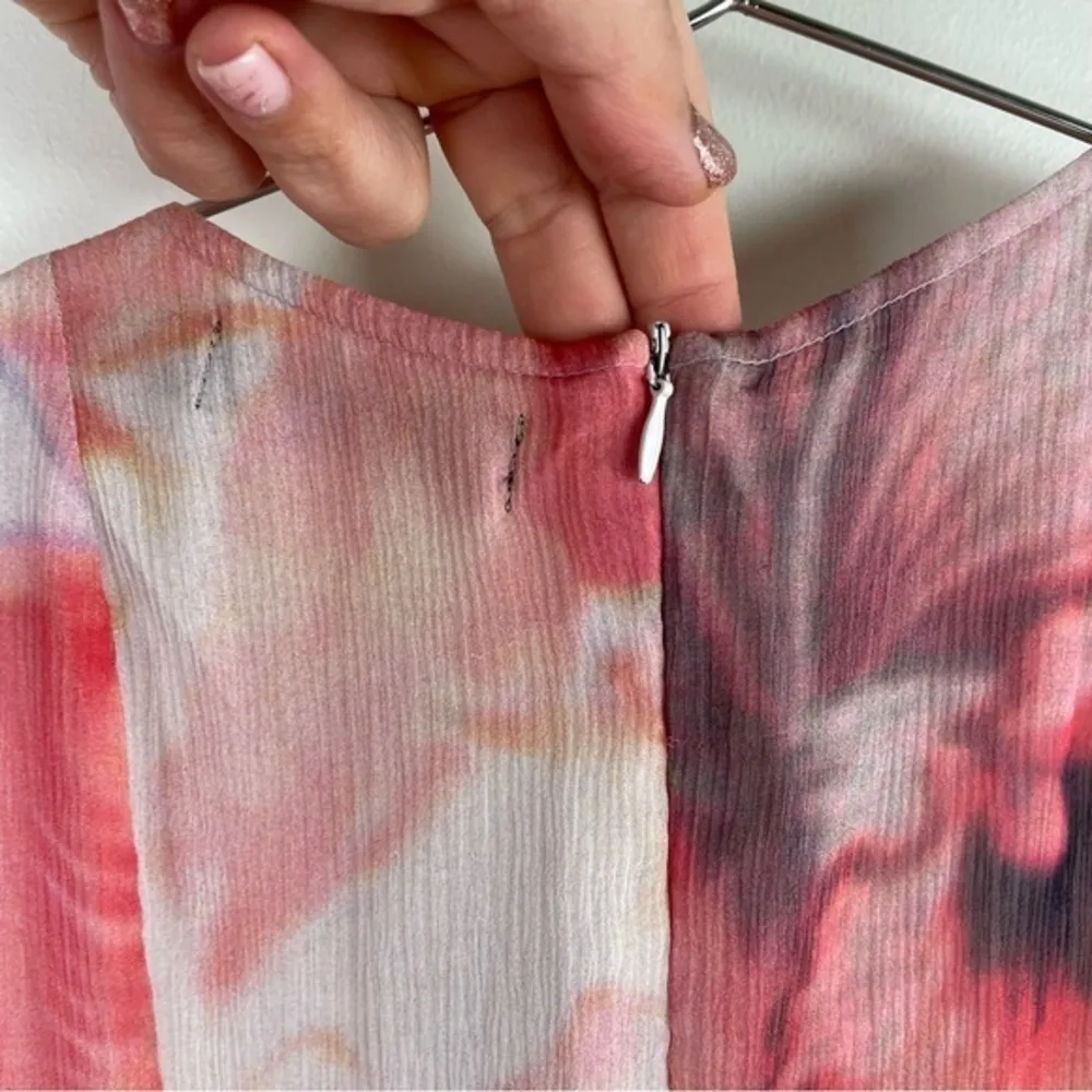 Antik‎ Batik Blush Pink Floral Organza Silk Sleeveless Flowy Mini Dress - Image 5