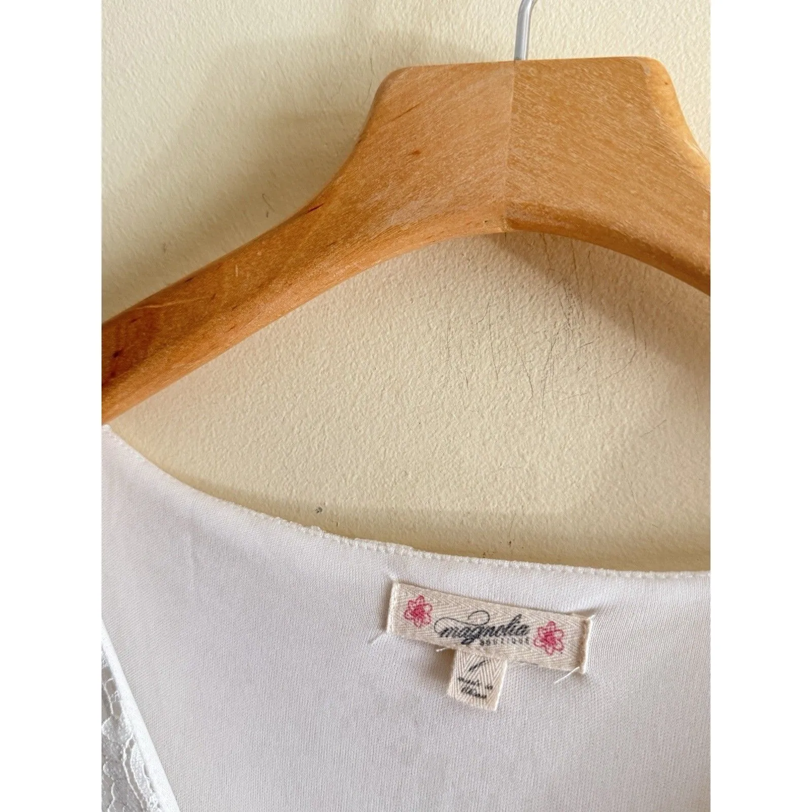 Magnolia Boutique Sz L White Lace Mini Babydoll Dress Cottagecore Romantic Size L - Image 6