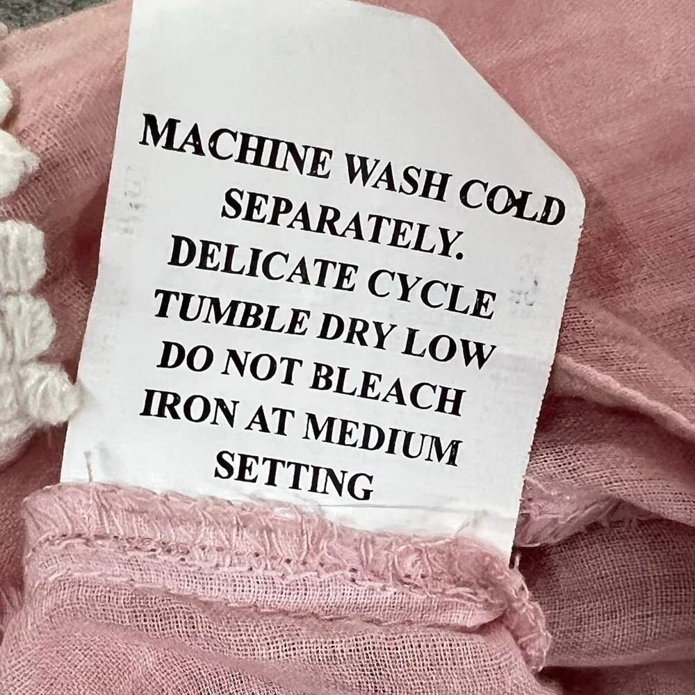 Shiraleah Romi Cover Up Top Womens OS Pink Pompom Tassel Ruffled Resort Summer Size L - Image 12