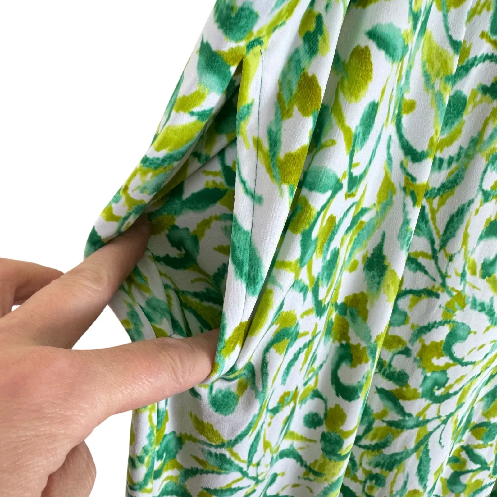 Susan Graver Green Pattern High Rise Straight Leg Liquid Knit Pull On Pants 1XP - Image 4