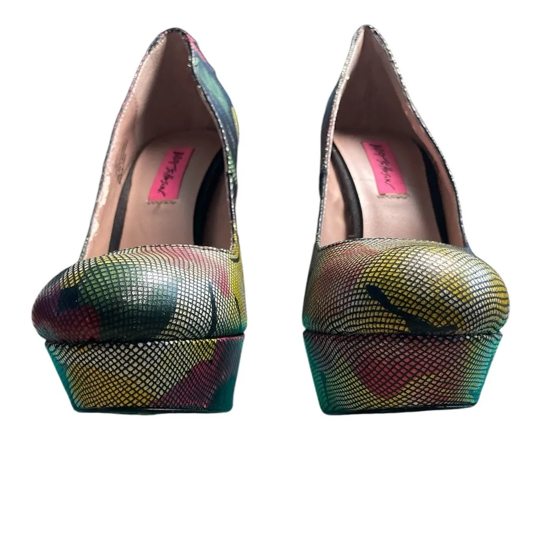 Betsey Johnson Ditan Floral Leather Platform‎ Stiletto Corset Pumps Size 7.5M - Image 7