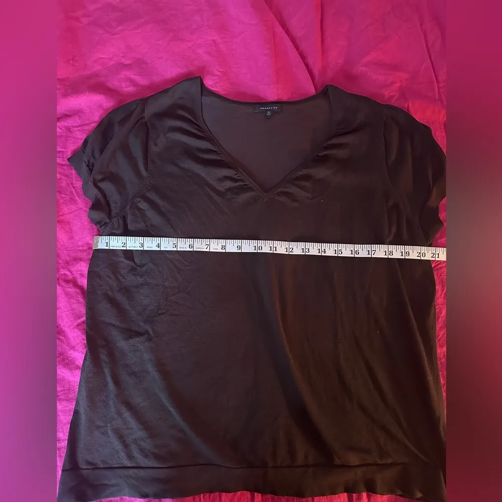 Vtg Y2K Silk Blend Semantiks Short Sleeved Sweater in Mocha, Size 2X, NWOT Brown - Image 4