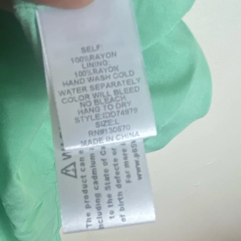 Ina Mint  mini 100 % rayon summer Green Dress with White Dots L - Image 7