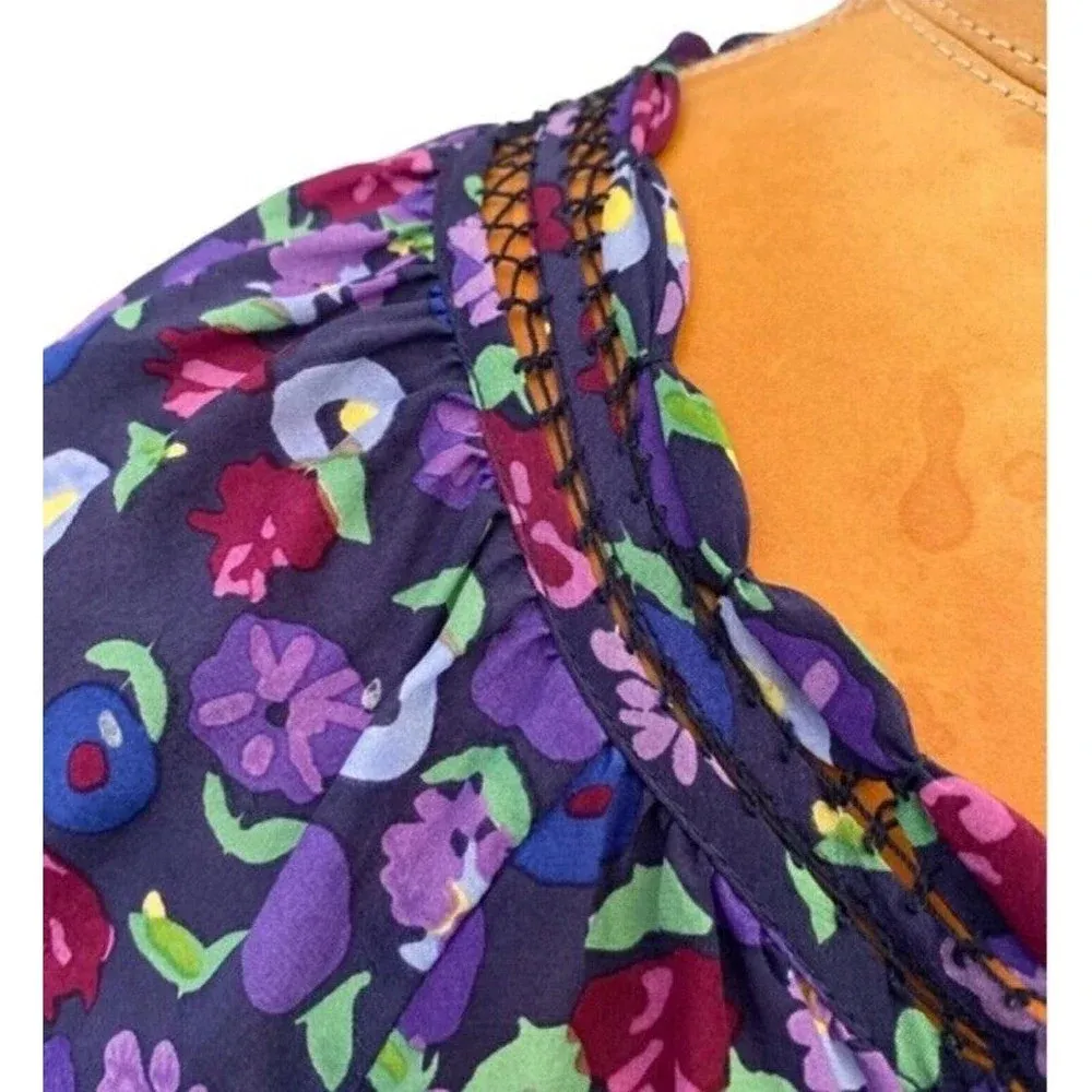 Rebecca Taylor floral silk tie at neck tunic blouse 0 - Image 2