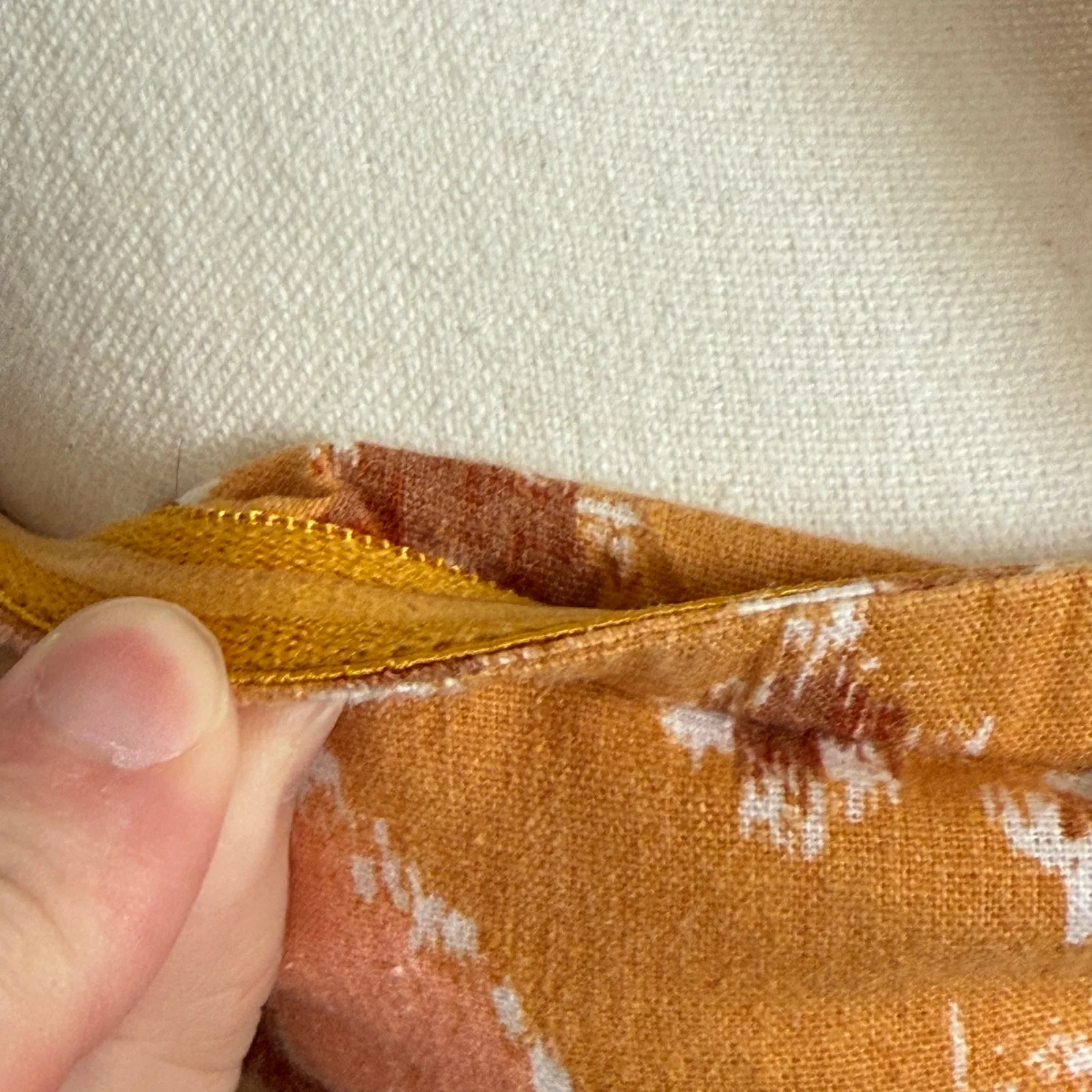 NWT Aerie Sz XS Linen Blend Halter Maxi Dress Ikat Orange Pink Boho Braided - Image 7