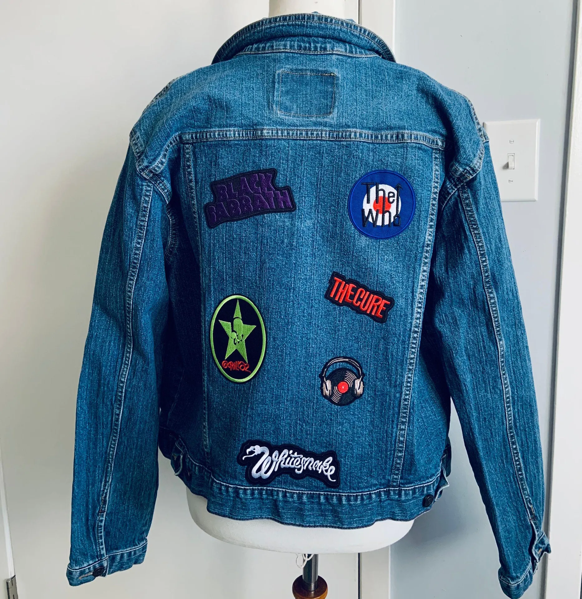 Vintage 90s  Custom Rock Band Patchwork Jean Jacket - Image 2