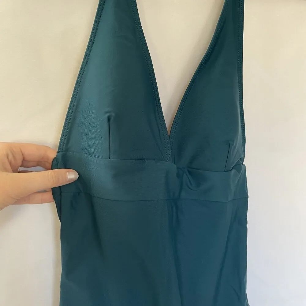 Summersalt turquoise green one piece swimsuit halter neckline women's size 4 - Image 2