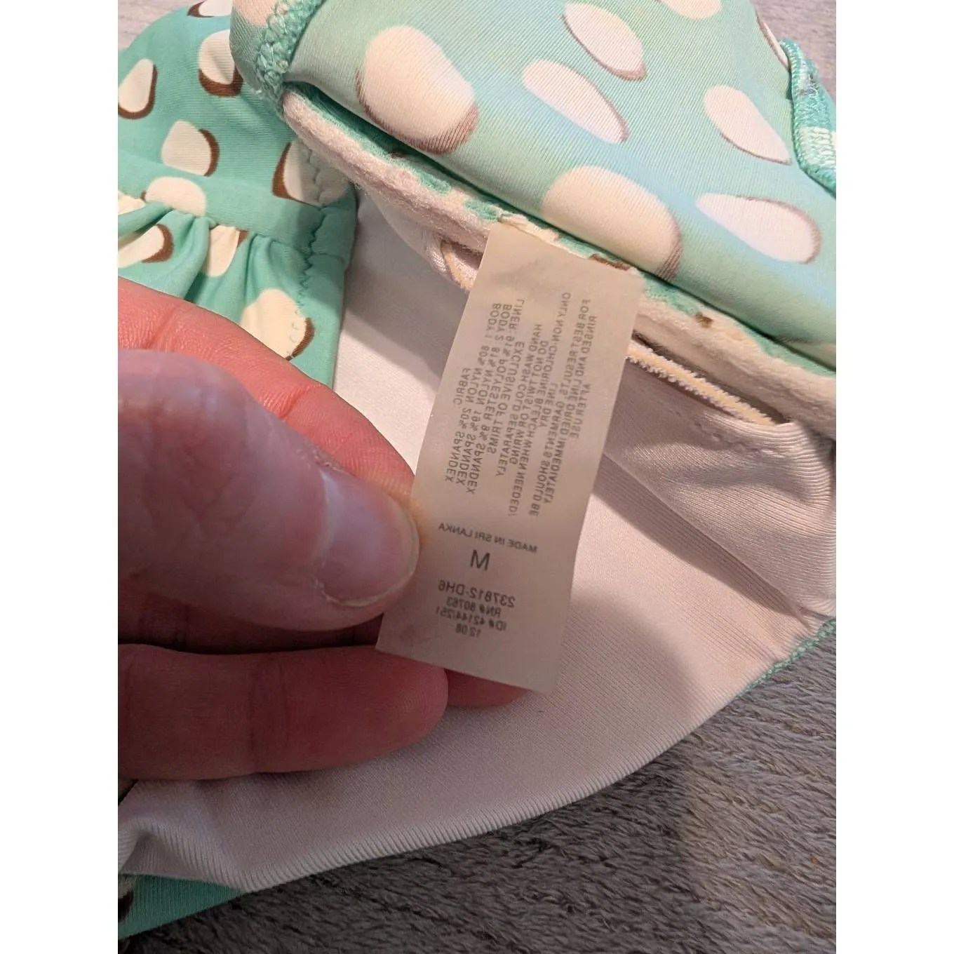 Victoria's Secret Bikini Top M Polka Dot Halter Adjustable Swim Aqua White - Image 3