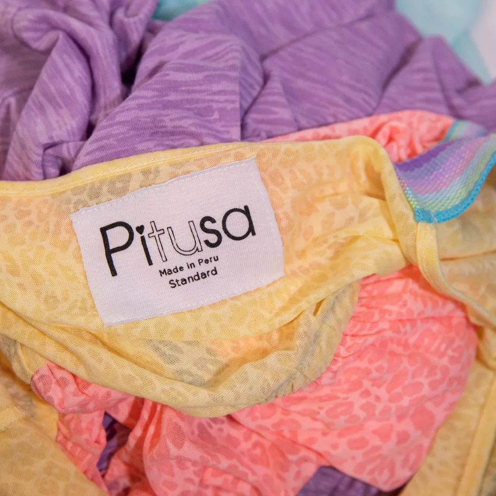 Pitusa Rainbow Yellow Pink Purple Blue Pastel Tiered Long Maxi Pullover Dress - Image 3