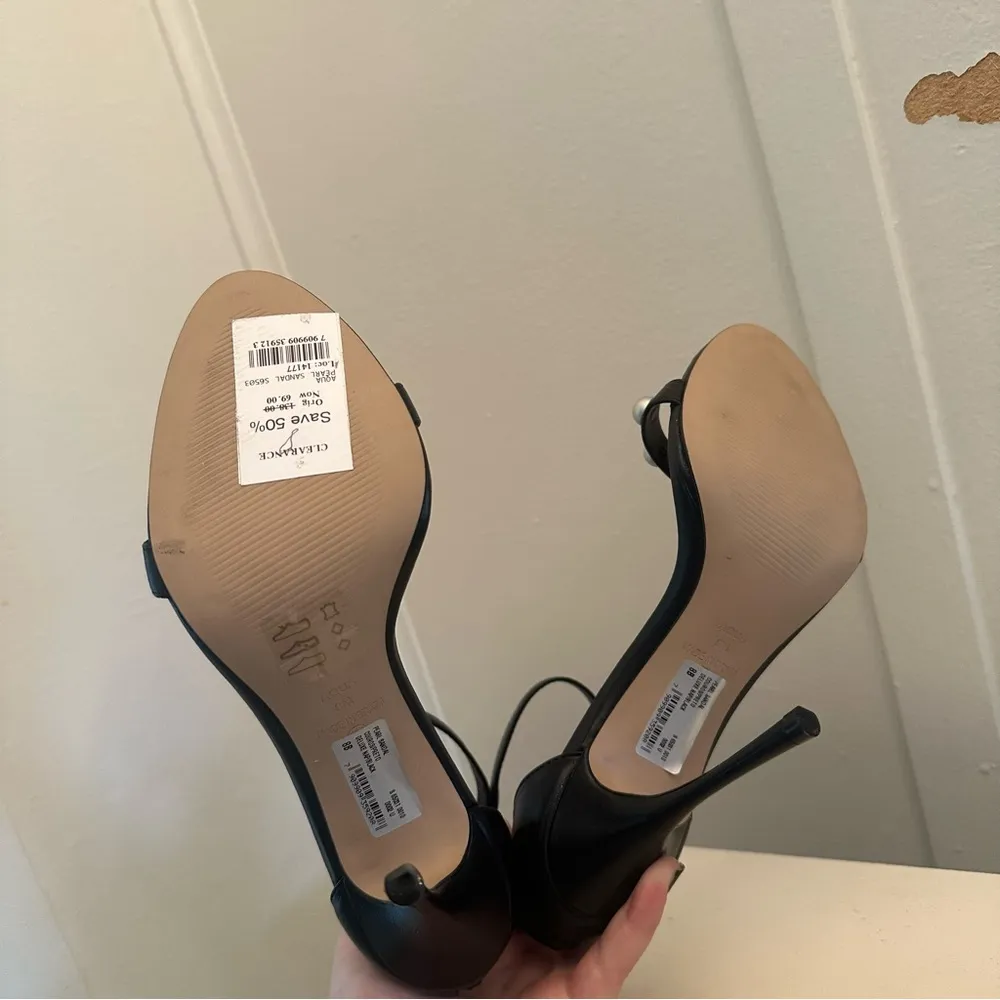 Aqua X Schutz Pearl Ankle Strap High Heel Women's 8M Black - Image 4
