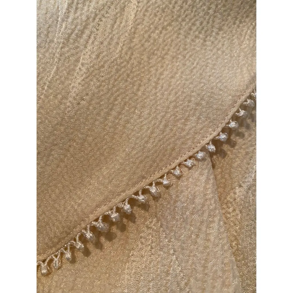 Carol Peretz 10 12 VTG Dress Maxi Gown Art Deco Nouveau 70’s Silk Formal Ivory Tan - Image 6