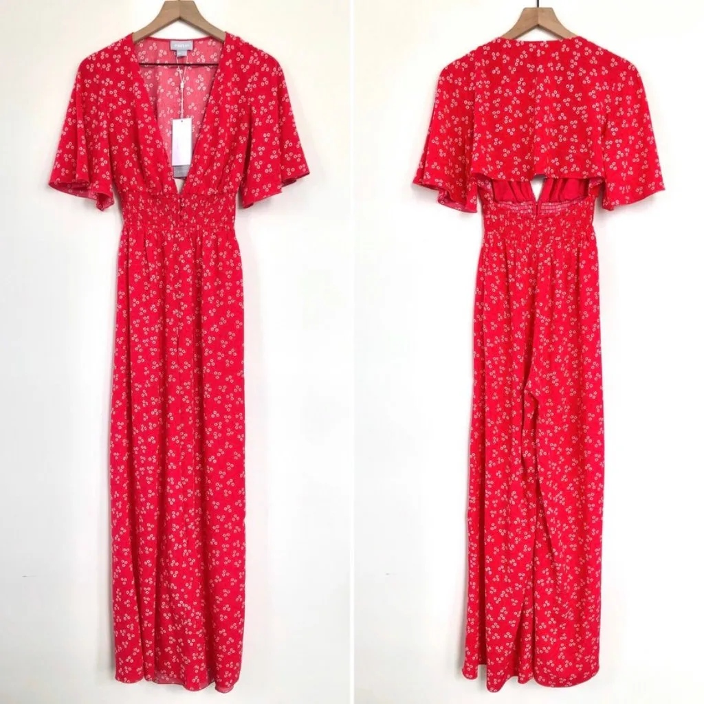 Finders Keepers Frida Floral Jumpsuit Red Sz XXS NWT - Image 3