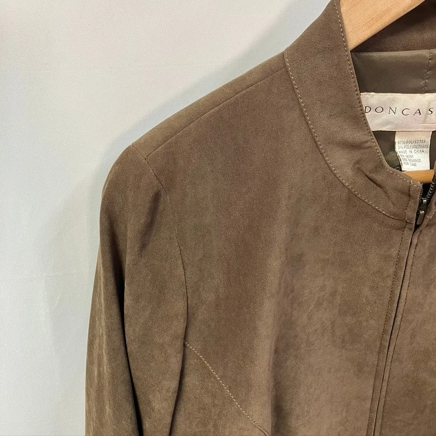 Vintage 80's Doncaster Pant Suit Set womens 14‎ Soft Faux Suede Classic Brown - Image 4