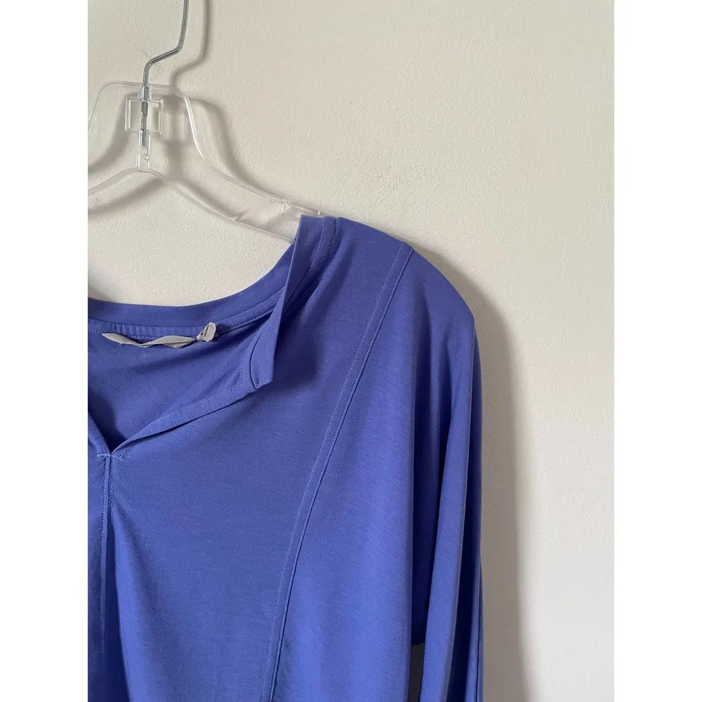 Athleta Oversized Quick Dry V-Neck Three Quarter Sleeve Workout Top Purple XXS - Image 3