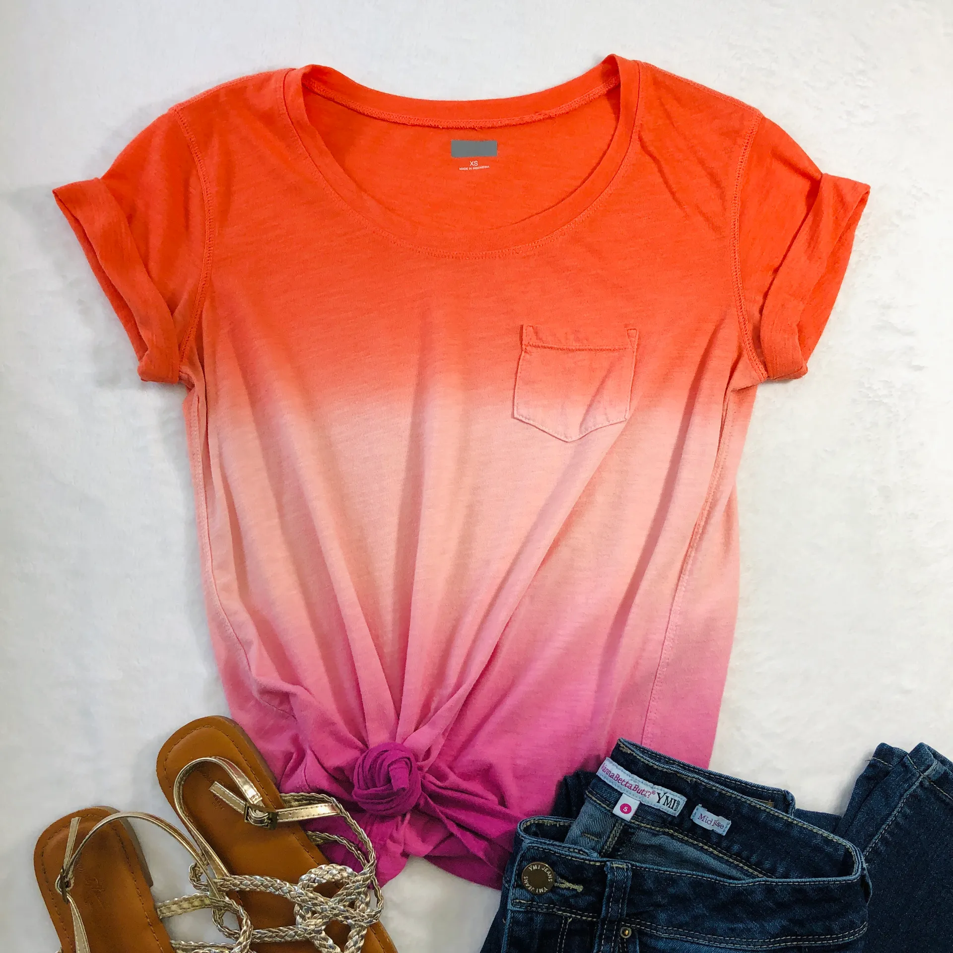 Ombré shirt with dip dye look and cuffed sleeves size XS Purple - Image 2