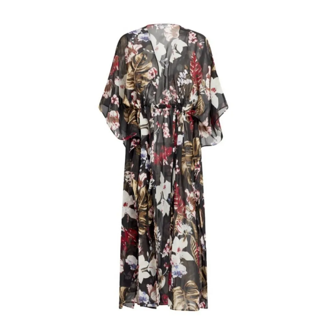 Brand New WALTER BAKER Tulum Black Floral Caftan Swim Cover-Up Duster One Size - Image 2