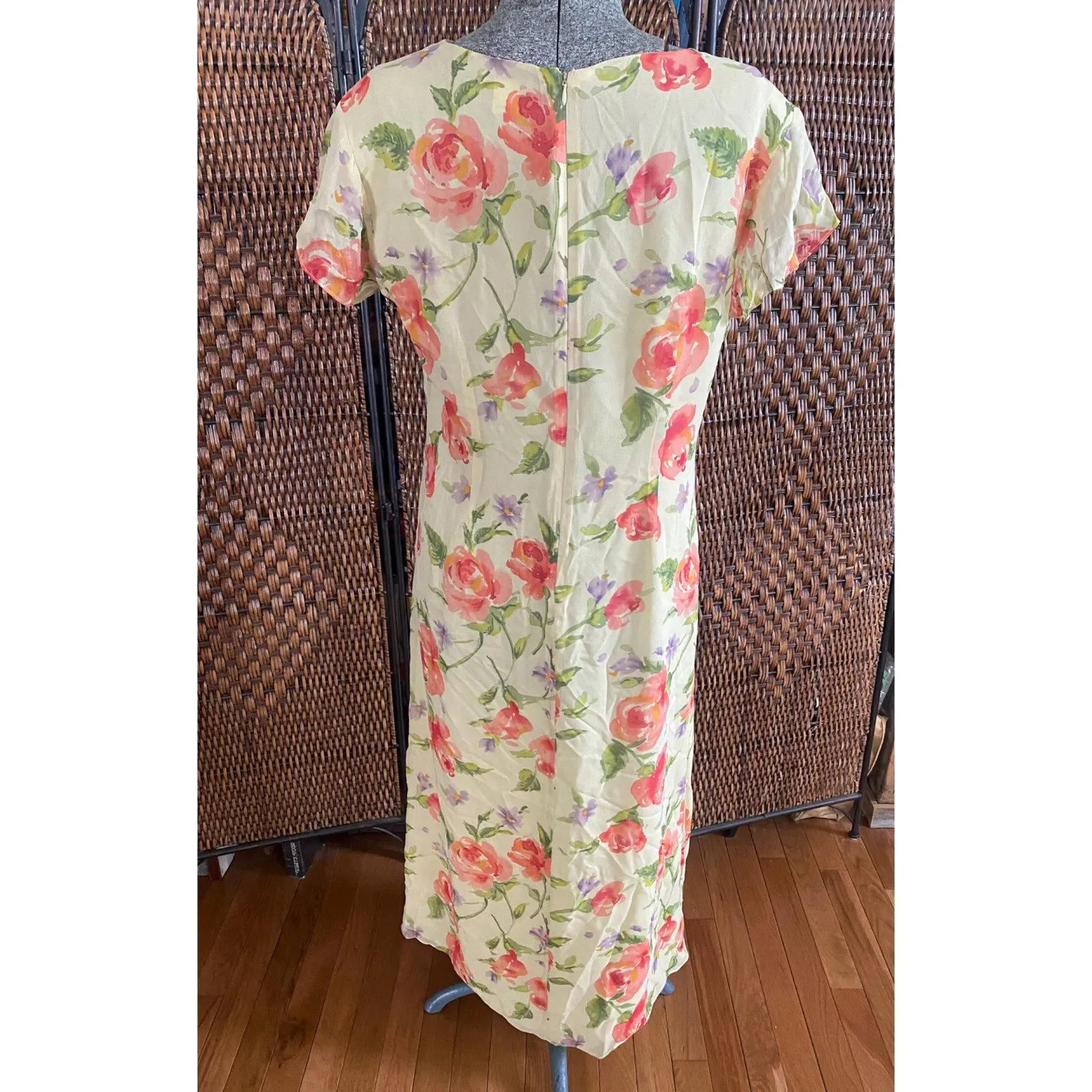Size XL//Vintage 90s Laura Ashley Silk Floral Dress - Image 2
