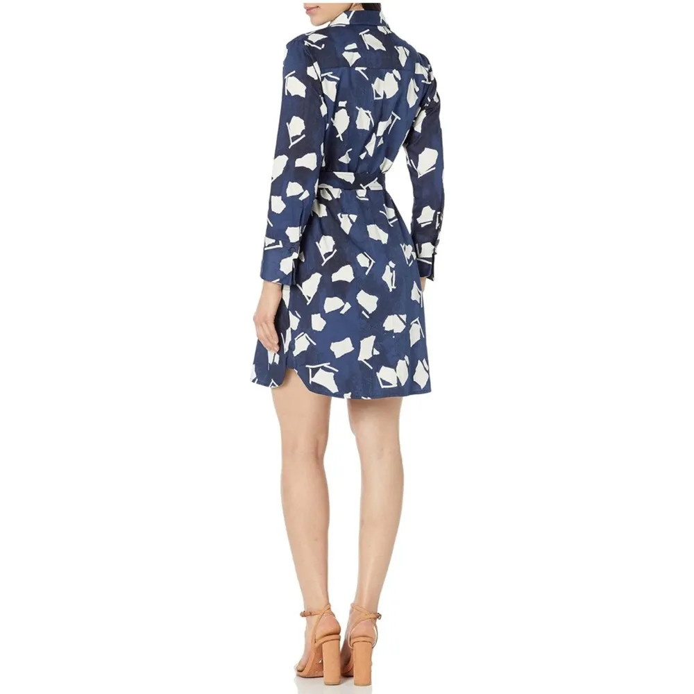 NIC+ZOE Collared Mosaic Blues Mini Dress in Indigo Multi Size L New w/Tag $218 - Image 4