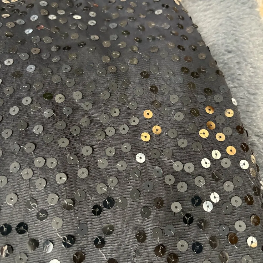 Vintage Y2K 2000s edgy cocktail boho disco sequin midi black skirt size 25 - Image 10