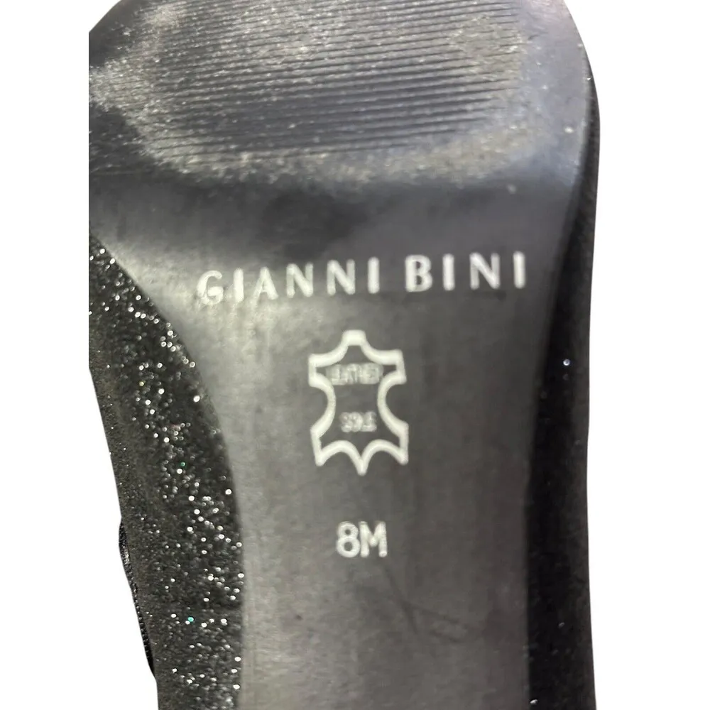 Womens Gianni Bini Black Sparkle 3" Pump Heel Shoes with Bow 8M - Image 2