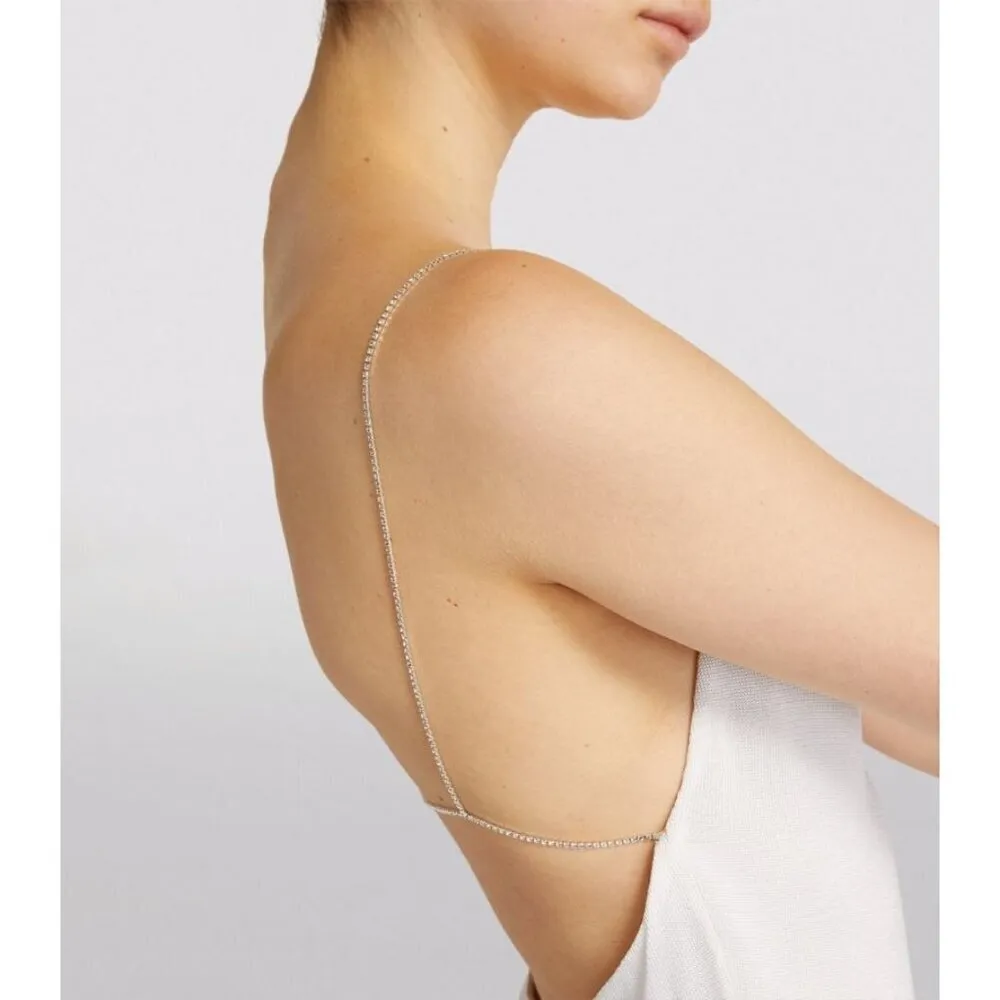 GAUGE81 Hira Mini Backless Dress in Ivory Small New Crystal Straps Cocktail White - Image 10