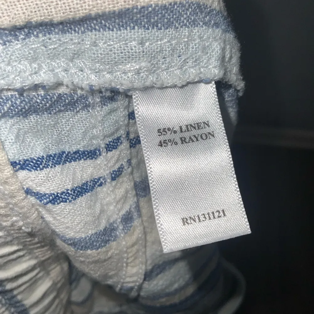 Juniper & Lime Blue Striped Linen Blend Drawstring Elastic Waist Pockets Pants M Size M - Image 9