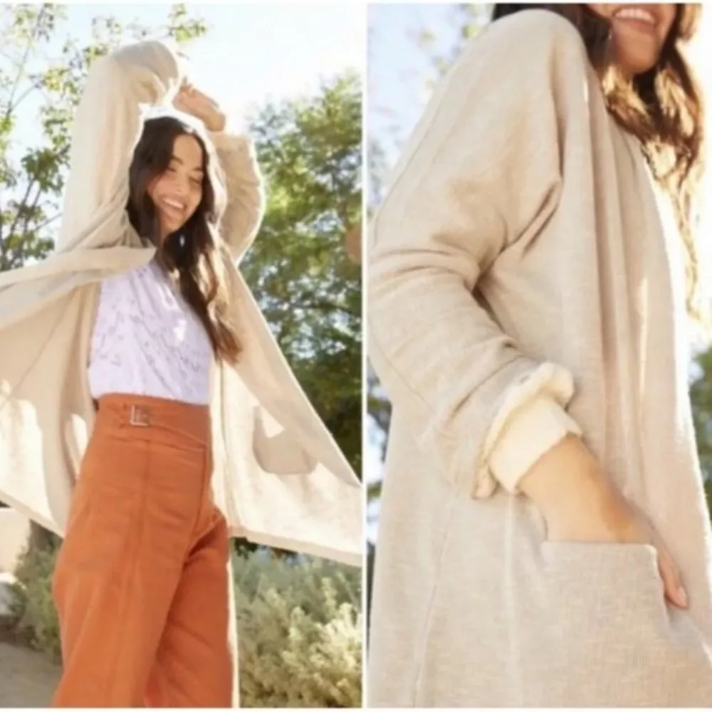 Anthropologie DONNI One Size Ribbed Cardigan Sweater Coat with Pockets OSFA - Image 2