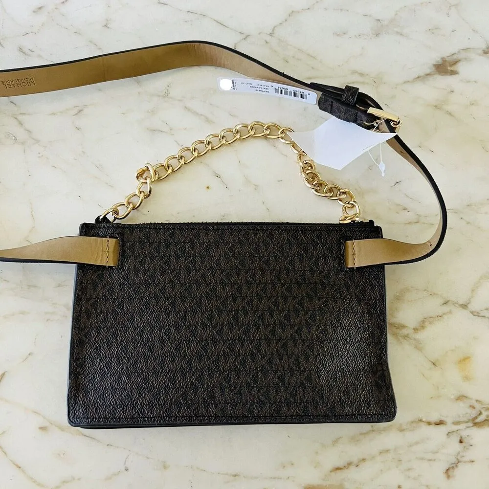 MICHAEL KORS Brown Faux Leather Logo Belt Bag Fanny Pack - M - Image 6