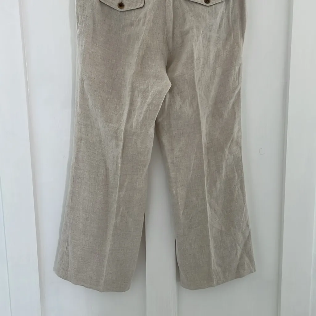 J. CREW Linen Cafe Trouser in Flax Mid Rise Straight Leg Neutral Minimal Size 10 - Image 7