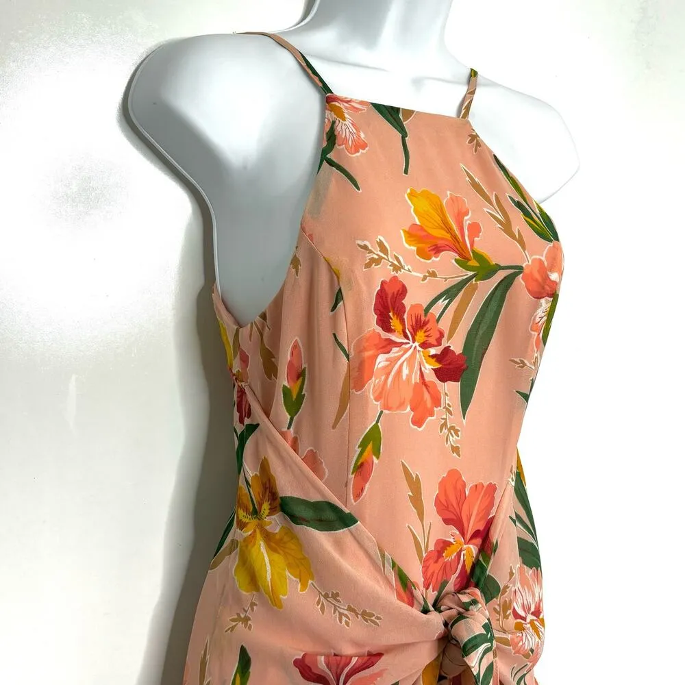 Privacy Please Lehunt Tie Front Sleeveless Floral Print Midi Dress in Ballet XS - Image 2