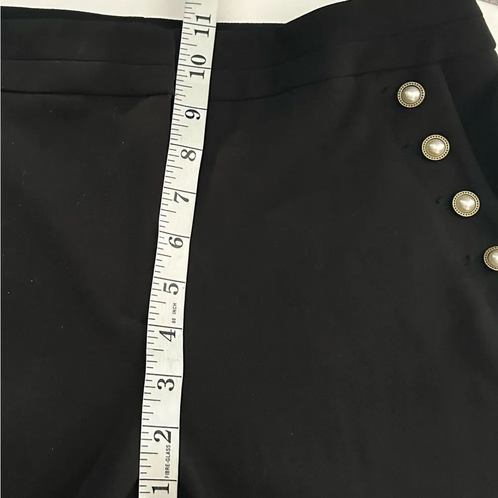 White House Black Market Black Sailor Style Pearl Button Boot Cut Pants Size 6 - Image 5