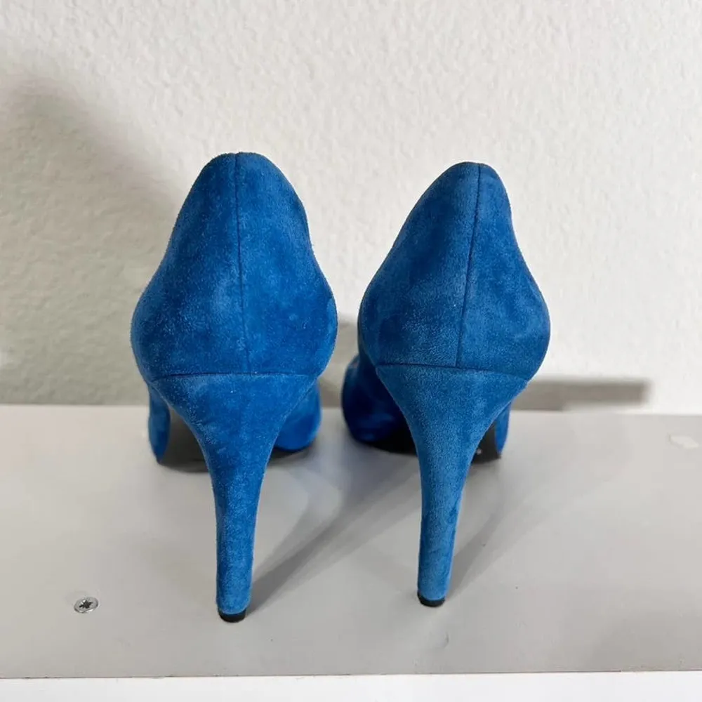 Via Spiga Estrella Cerulean Blue Suede Pumps Slight Cone Heel Size 8 - Image 6