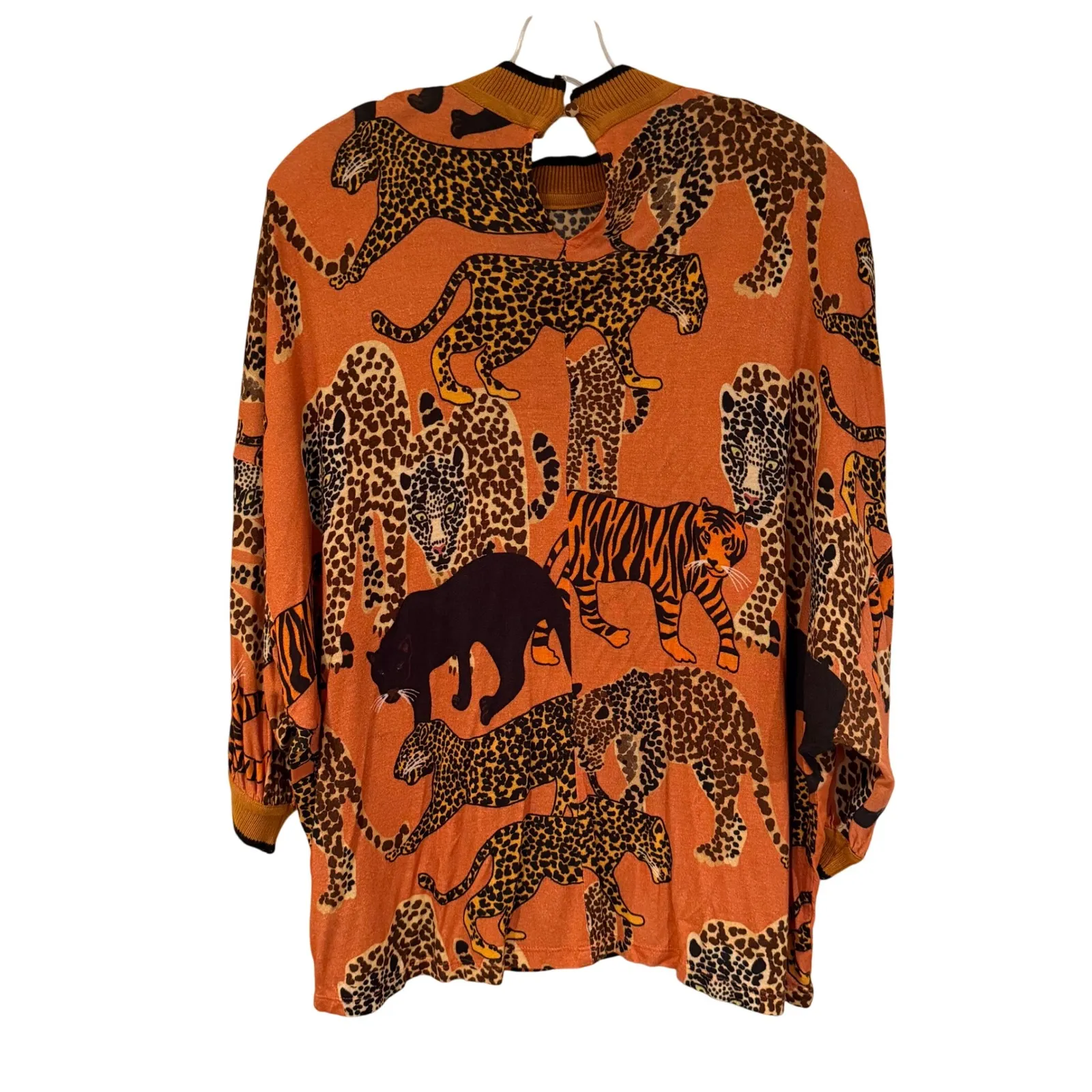 Anthropologie Zaniya Menagerie Animal Print Top Women's XS Orange Boho Hippie - Image 8
