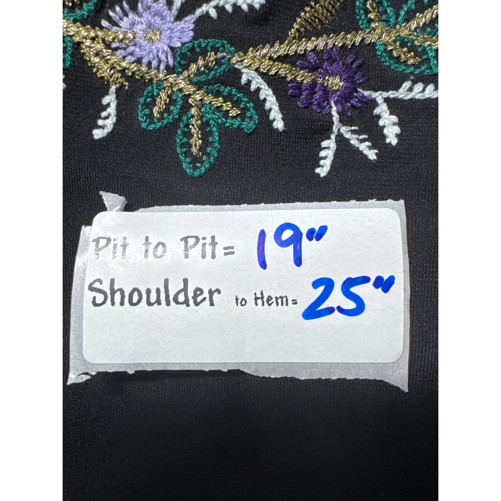 Liz Claiborne Career Black Embroidered Neckline 3/4 Sleeve Top Womens M - Image 4